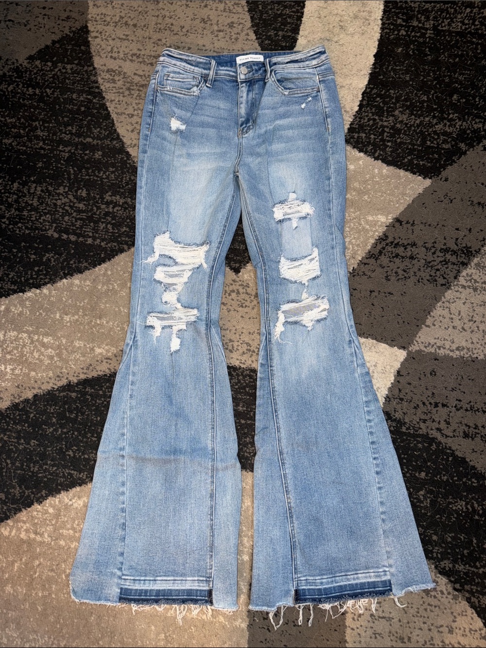 Flying Monkey Light Blue Distressed Flare Jeans 29x34